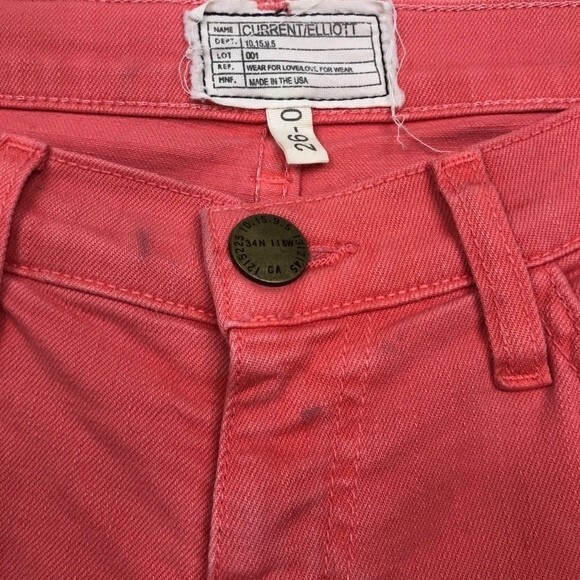 Current Elliott The Stiletto Faded Wagon Coral Red Jeans Skinny Ankle Crop 26 - Picture 7 of 15